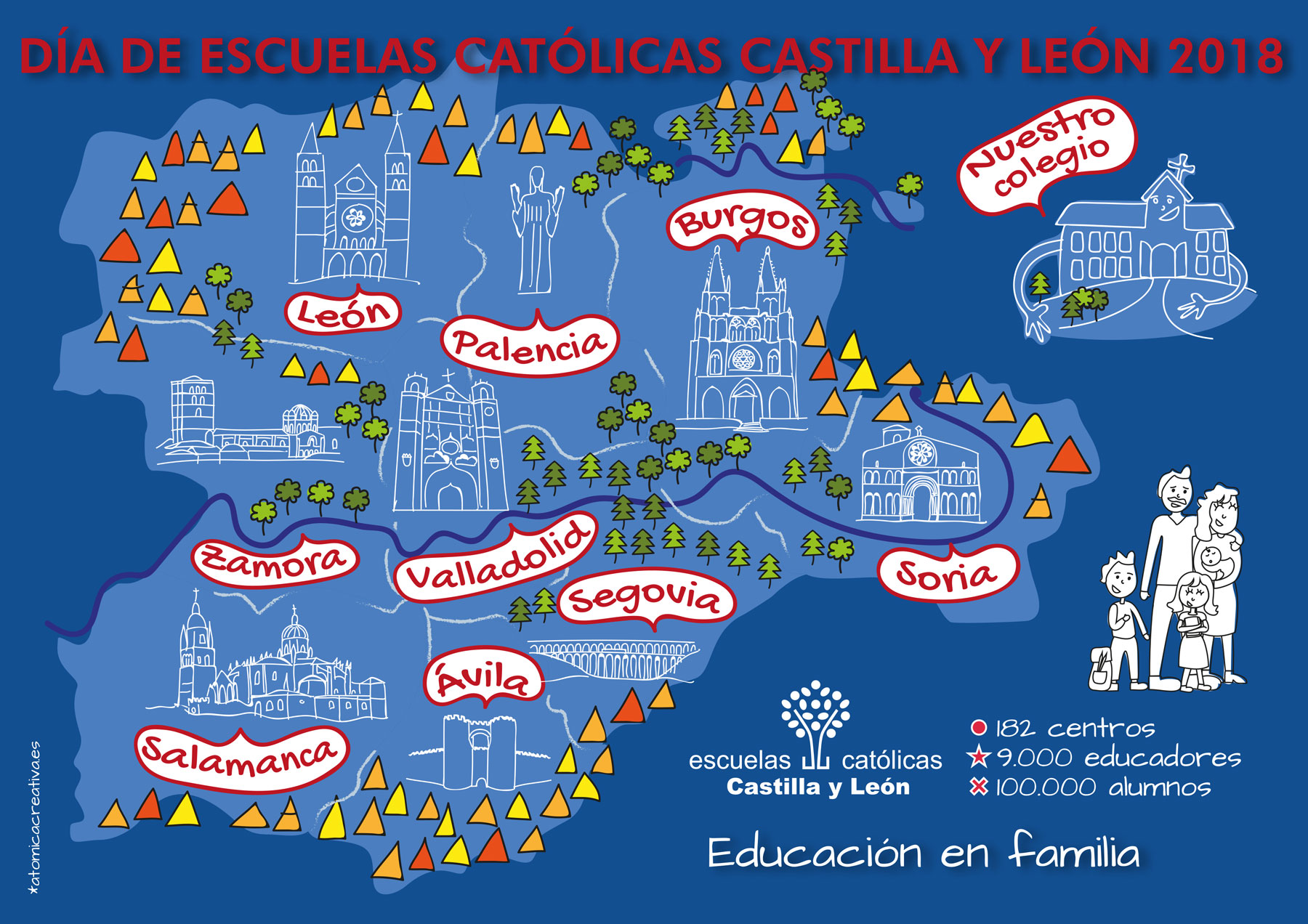 Dibujo Color Día de Escuelas Católicas Castilla y León 2018