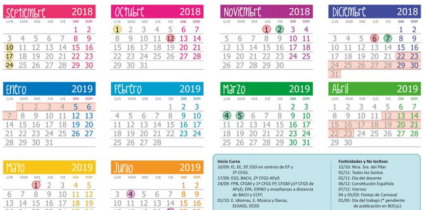 Calendario escolar 2018-2019 en Castilla y León